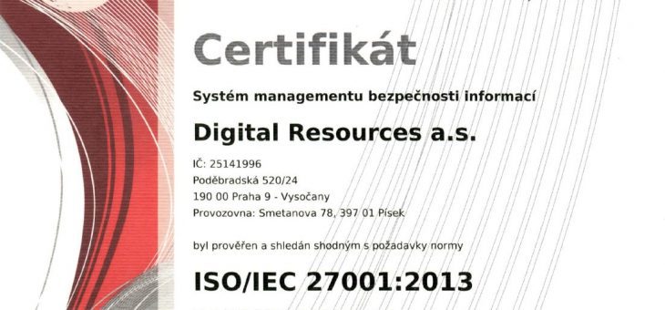 Získali jsme certifikaci na ISO 27001!